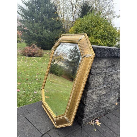 Bombay Co. Allegro Beveled Wall Mirror Italy Made Gold Wood Frame 35x27” - Picture 2 of 16